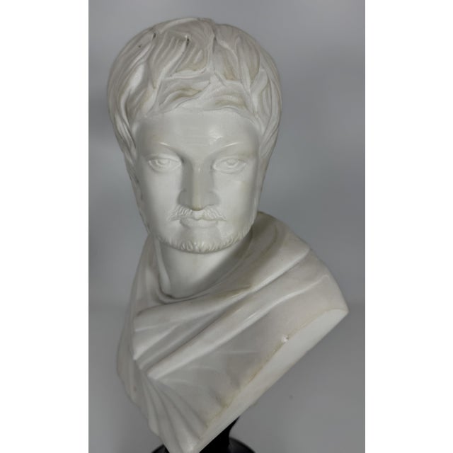 Mid 19th Century Antique Solid Marble Bust With Marble Base For Sale - Image 5 of 7