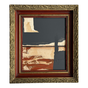 “Rodeo” Black Abstract Art in Antique Frame, Transitional Living Room Art by JTS