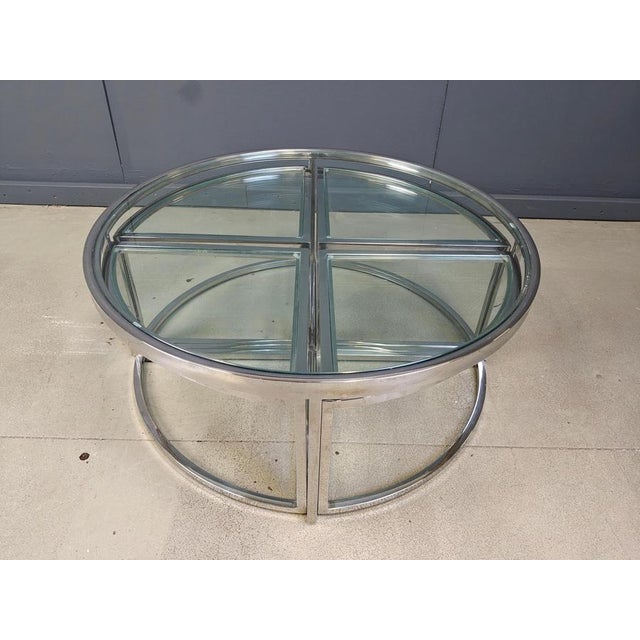 Chromed Coffee Table with Nesting Tables, 1970s, Set of 5 For Sale - Image 11 of 12