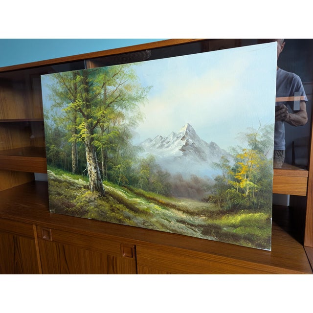 A beautiful and sweeping original 1970s vintage studio landscape painting by the artist Balla (can also be read as Bella)....
