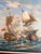 1950s J. Harvey Naval Battle Maritime Oil on Canvas Painting For Sale - Image 9 of 12