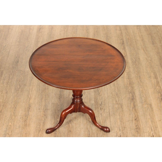 19th Century Antique Queen Anne Style Solid Mahogany Round Tilt-Top Table For Sale - Image 5 of 12