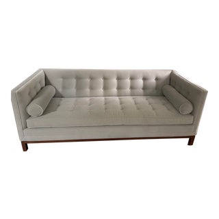 Jonathan Adler Gray Velvet Lampert Sofa For Sale