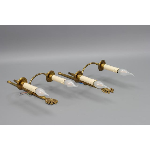 French Art Deco Brass Twin-Arm Sconces, 1930, Set of 2 For Sale - Image 10 of 18
