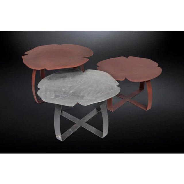 This table has a corten finish.