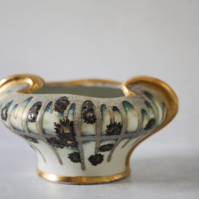 Amphora RStK Amphora Bowl, c.1900, Hand-Painted Floral & Gilt, 10.25-Inch For Sale - Image 4 of 15