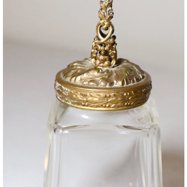 Glass Rare Antique 1800's Antique Gilt Bronze Perfume Bottle Pomander Vinaigrette Jar For Sale - Image 7 of 12