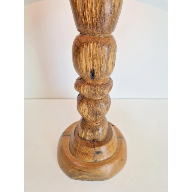 1950s Mid-Century Brutalist Wooden Table Lamp, France, 1950s For Sale - Image 5 of 8