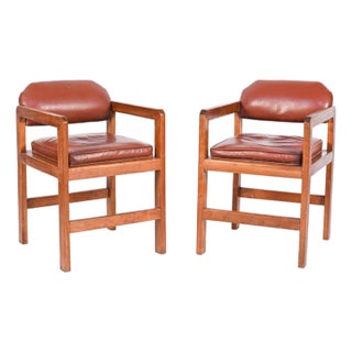 Cherry Wood Library Armchairs in the Style of Frank Lloyd Wright - A Pair For Sale