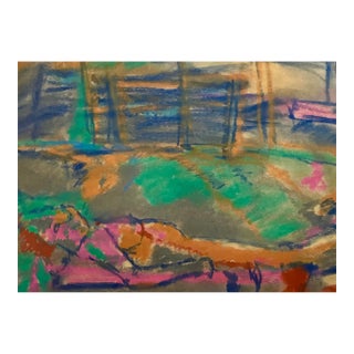 Vintage Abstract Expressionist Figurative Portrait Oil Pastel by Oscar Murillo c.1960. For Sale