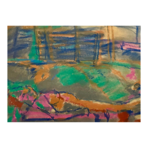 Vintage Abstract Expressionist Figurative Portrait Oil Pastel by Oscar Murillo c.1960.