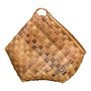Antique Rustic Hand Woven Karagumoy Filipino Two Toned Grain Basket