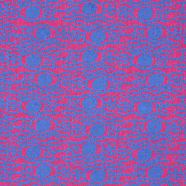 2020s Sample - Schumacher Bosphorus Hand Block Fabric In Fuchsia & Blue For Sale - Image 5 of 5