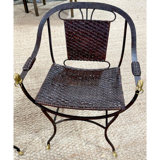 Pair Maison Jansen Style Equestrian Curule Chairs with Gilt Horse Heads For Sale - Image 10 of 10