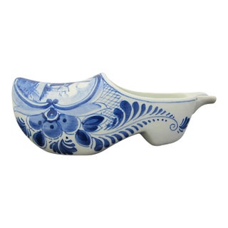 Delft Holland Blue Ceramic Clog Shaped Ashtray Trinket Dish For Sale
