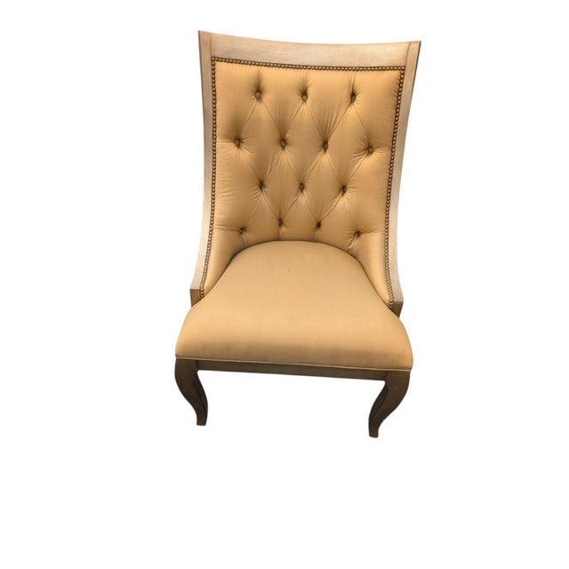 Beige Marge Carson Tufted Gold Dining Chairs With Nailhead Trim, Set of 6 For Sale - Image 8 of 17