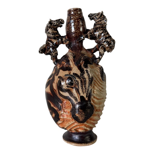 1980s Vintage Organic African Folk Art Style Sculptural Pottery Vase For Sale