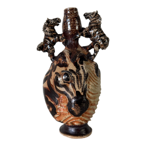 1980s Vintage Organic African Folk Art Style Sculptural Pottery Vase