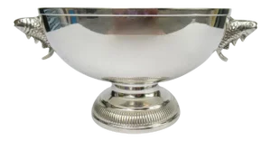 Vintage Silver-Plate Dual Fish Handled Serving Bowl, or Center Bowl
