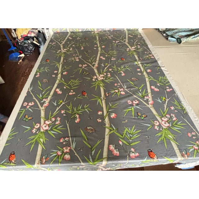 16 yards of gorgeous hand-print glazed chintz fabric from Brunschwig & Fils from 1976 entitled “Chia Ch’Ing” featuring a...