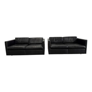 Leather Knoll Settees Set For Sale
