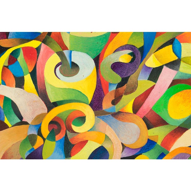 1960s "Twist" Colorful Abstract Post-Cubist Oil Painting by A. Rigollot For Sale - Image 5 of 13
