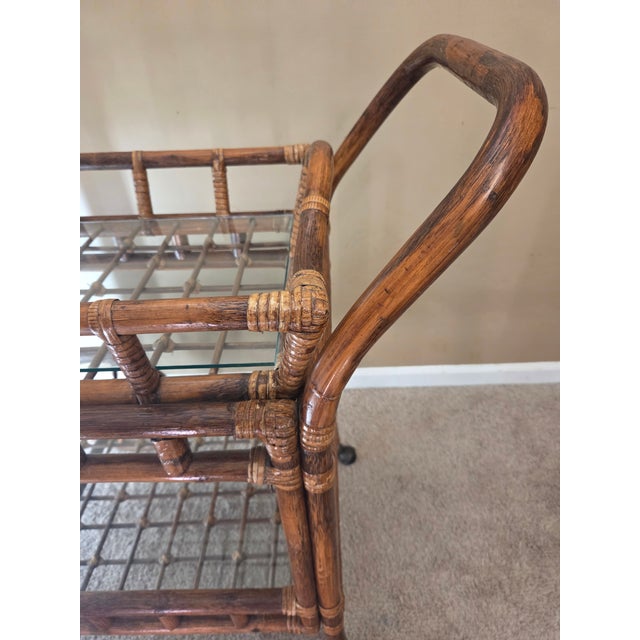 Late 20th Century Bamboo Bar Cart Tea Cart Removable Top For Sale - Image 5 of 10