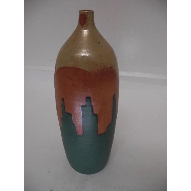 Vintage Studio Pottery Vase With Three-Color Glaze Design For Sale - Image 10 of 14