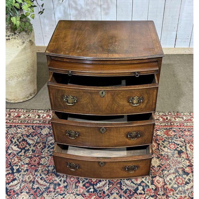 Brown Vintage English Walnut Chest of Drawers, 1950s For Sale - Image 8 of 14