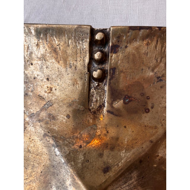 Mid-Century Modern 1960s Mid-Century Modern Handworked Brass Geometric Centerpiece For Sale - Image 3 of 6