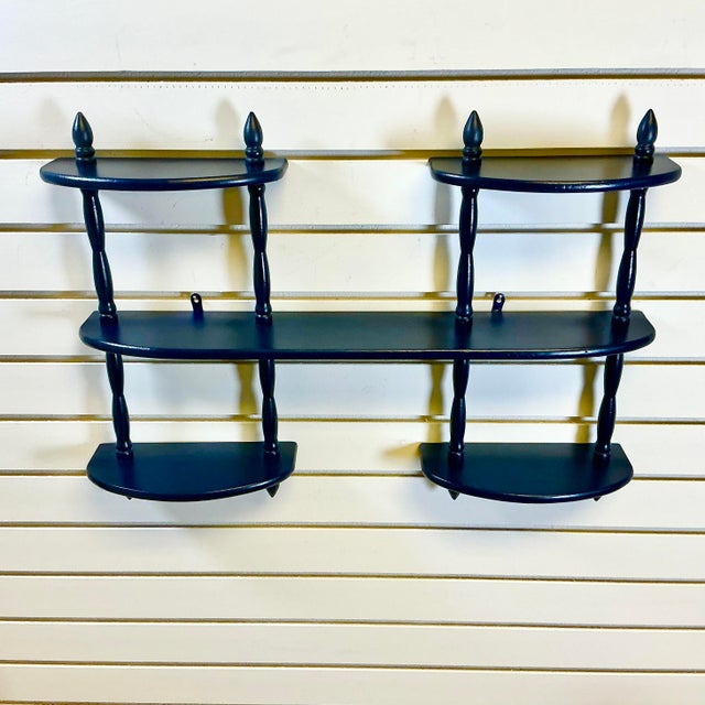 Mid-Century Modern Mid-Century Boho Chic Traditional Wood Display Wall Mounted Shelf For Sale - Image 3 of 12