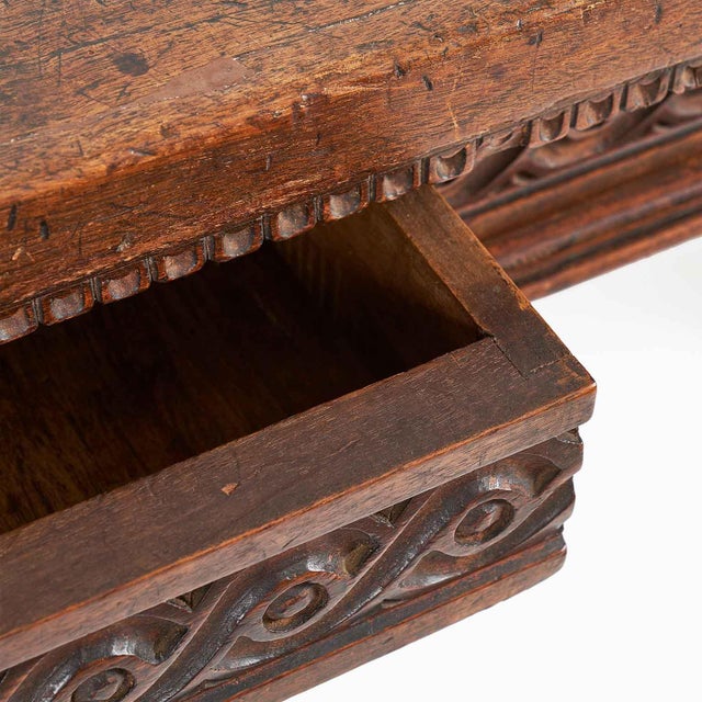 Wood Dining Table in Walnut with Drawers For Sale - Image 7 of 9