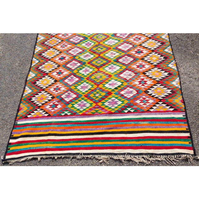1950s Afghan Kilim Rug with Multicolor and Geometric Patterns, 1950 For Sale - Image 5 of 11