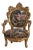 Opulent French Rococo Style Armchair – Gilded Carved Frame With Scenic Floral Tapestry Upholstery For Sale