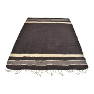Black Vintage Anatolian Angora Wool Rug For Sale