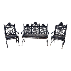 Suite of Late 19th Century Victorian Cast Iron Garden Furniture
