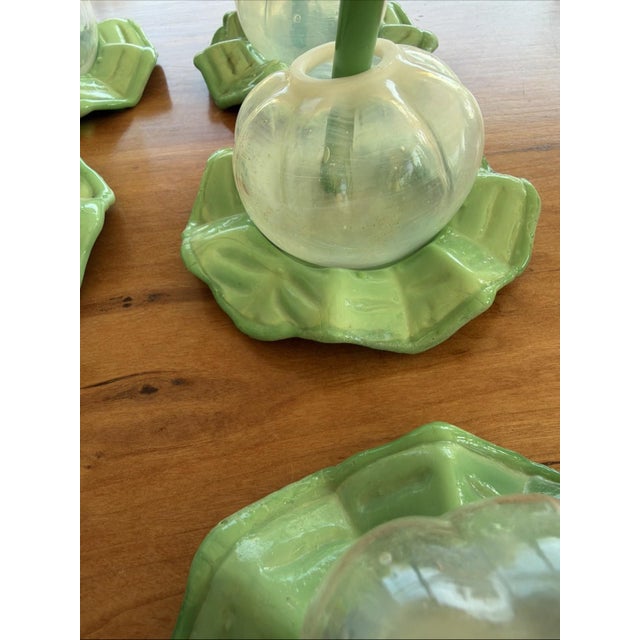 1950s Vintage Mid-Century Modern Smoking Cocktail Glasses w/ Glass Straws Jade Ashtray Base - Set of 6 For Sale - Image 5 of 7