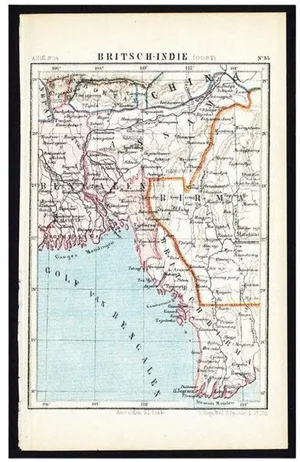 Antique Map of Eastern India by Kuyper, 1880
