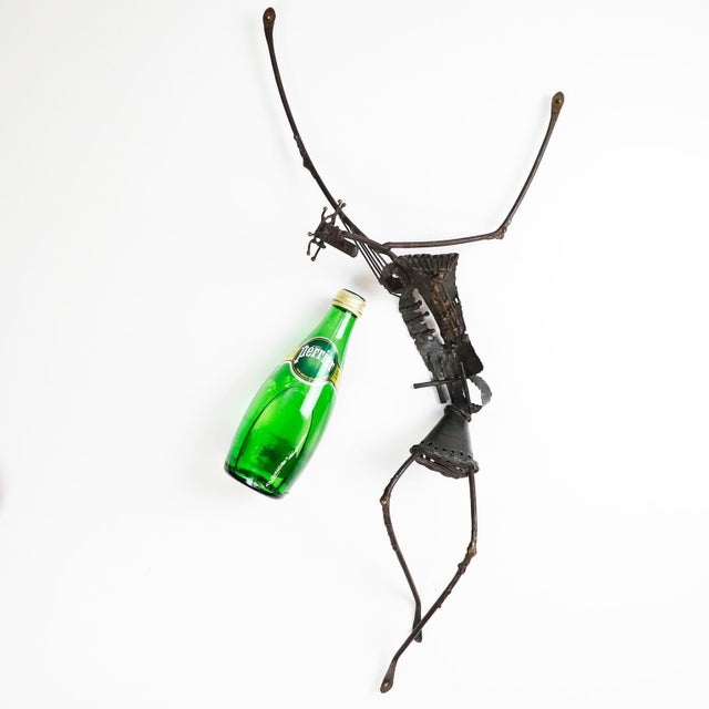 Gray 1970s Brutalist Handmade Christ made of steel and bronze details For Sale - Image 8 of 17