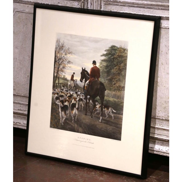 Capturing the quiet return from a day in the field, this handsome antique English sporting engraving is titled Evening:...