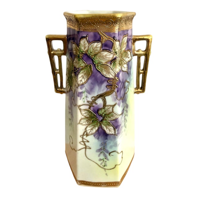 Exceptional Antique Nippon Art Nouveau Porcelain Vase For Sale