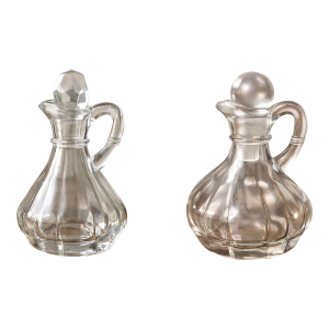 Antique Vintage Pressed Glass Syrup / Vinegar Cruet With Original Stopper – Victorian Tableware - Set of 2