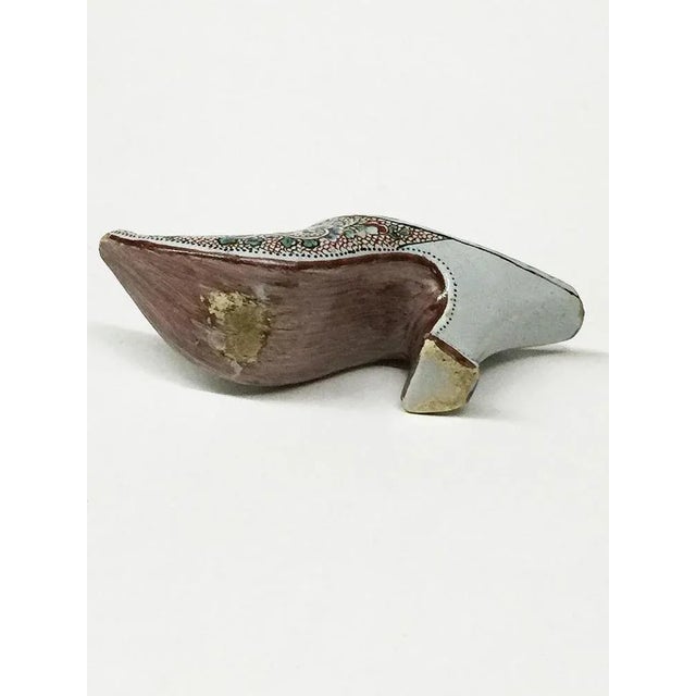 Ceramic Small Dutch 18th Century Polychrome Earthenware Shoe Slippery For Sale - Image 7 of 8