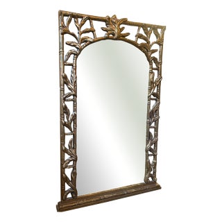 Vintage French Gold Giltwood and Faux Bamboo Mirror, 1920s For Sale