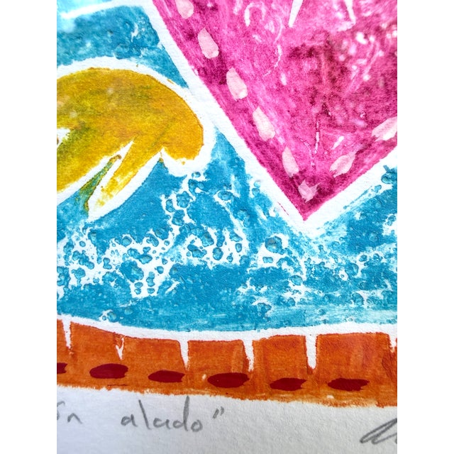 Alejandro López Álvarez “Corazón Alado” Signed Hand-Finished Collagraph, Framed For Sale In New York - Image 6 of 10