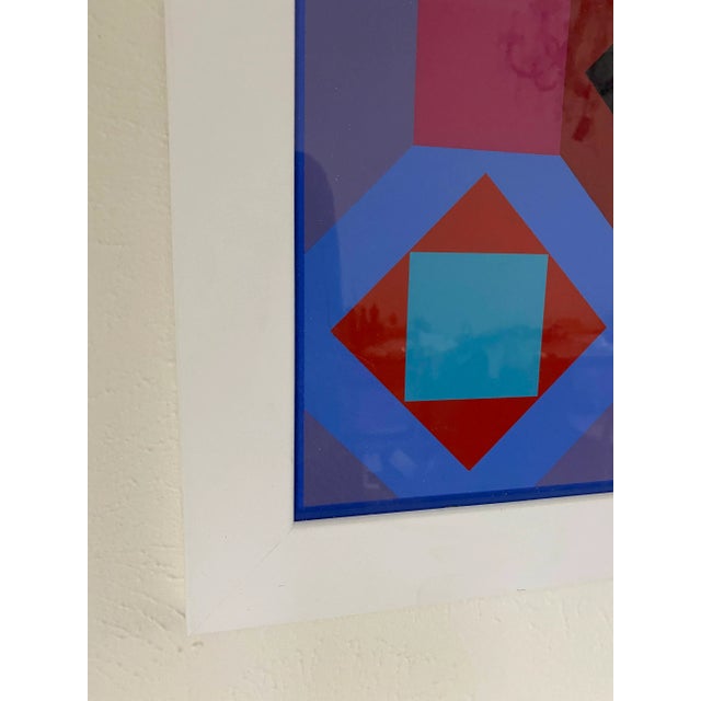 Wood Original Victor Vasarely "Oc-Ta" Op Art Screenprint, Framed For Sale - Image 7 of 13