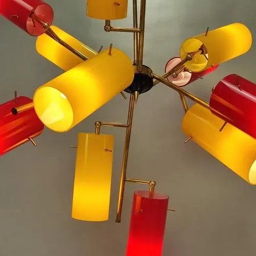 Metal Italian Chandelier from Stilnovo, 1950s For Sale - Image 7 of 11