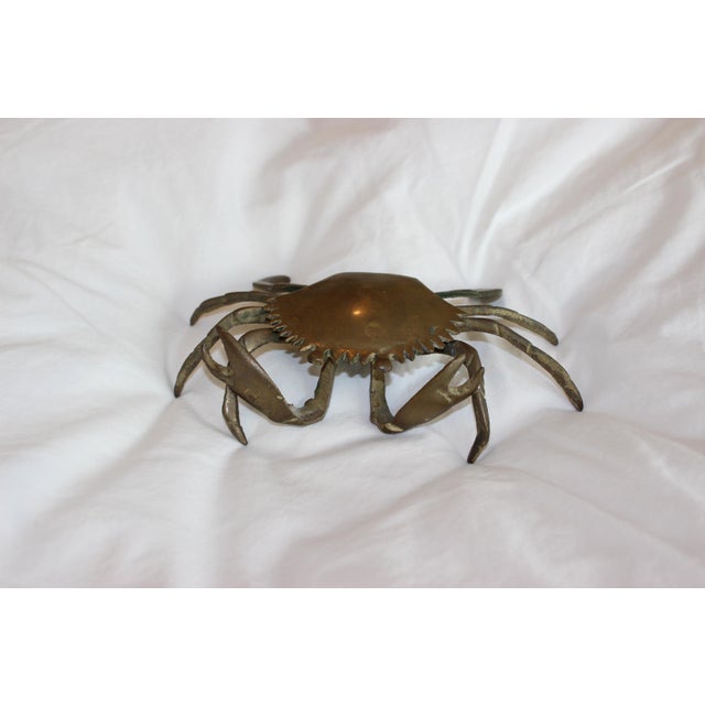 Vintage Brass Crab Trinket Box / Catchall – Coastal Nautical Decor For Sale - Image 4 of 6