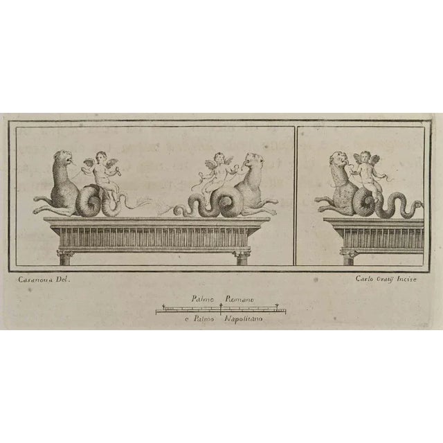 Cupid Riding Sea Creatures from "Antiquities of Herculaneum" is an etching on paper realized by Carlo Oraty in the 18th...