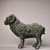 This striking antique bronze sculpture depicts a standing ram, a traditional symbol of strength, prosperity, and filial...